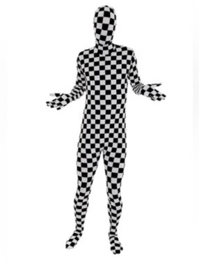 Kids Black & White Checkered Full-Body Costume, 5'4- 5'11".